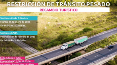 Arranca febrero 2023: Restricción de camiones por recambio turístico en rutas de Provincia de Buenos Aires