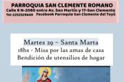 San Clemente celebra a Santa Marta con misa especial para amas de casa