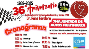 El Instituto N°89 “Dr. René Favaloro” celebra 36 años con la tradicional Juntada de Autos Multimarca