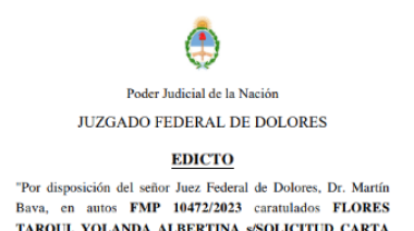 Edicto - FMP 11715/23 - Flores Tarqui Yolanda Albertina S/ Solicitud de Ciudadanía
