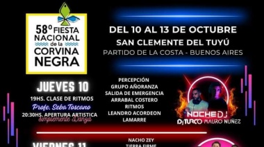 San Clemente del Tuyú se alista para la 58° Fiesta Nacional de la Corvina Negra