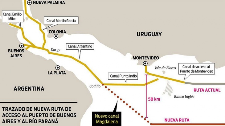 La hidrovía es una ruta fluvial de 1.635 kilómetros que en la Argentina recorre el río Paraná, Paraná de las Palmas y el Río de la Plata
