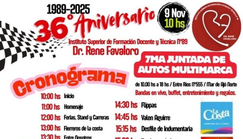 El Instituto N°89 “Dr. René Favaloro” celebra 36 años con la tradicional Juntada de Autos Multimarca