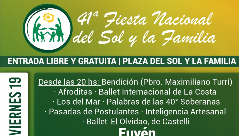 La Fiesta del Sol y la Familia presentó su grilla para el 19, 20 y 21 de diciembre