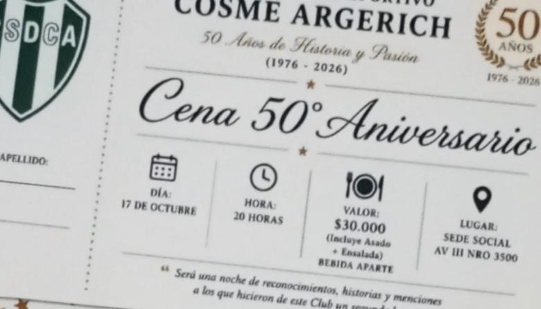 Cosme Argerich prepara una gran cena para celebrar sus 50 años de historia