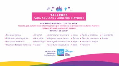 Abrió la inscripción al segundo semestre de talleres gratuitos para adultas y adultos mayores