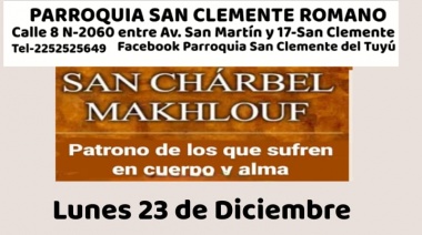 Misa en honor a San Charbel con unción del aceite milagroso en San Clemente del Tuyú