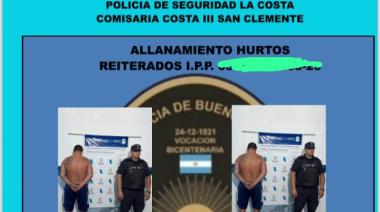 San Clemente del Tuyú: Allanamiento y dos detenidos por hurtos reiterados en la zona céntrica