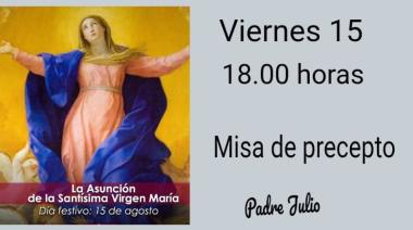 Misas por Asunción de la Virgen María y bendición de mascotas en honor a San Roque