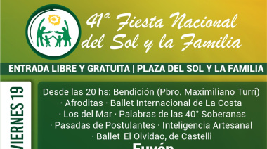 La Fiesta del Sol y la Familia presentó su grilla para el 19, 20 y 21 de diciembre