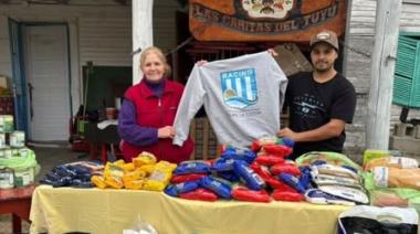 Racing de La Costa reunió alimentos y nueve bolsones de ropa para un merendero local