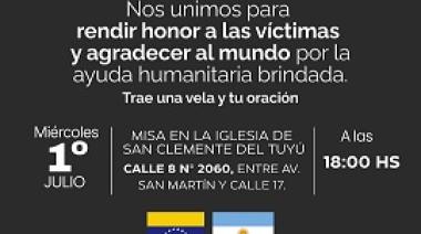 La comunidad venezolana se reúne en San Clemente del Tuyú para orar por las víctimas de los terremotos