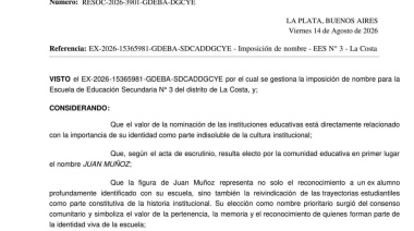 La Escuela Secundaria N° 3 ya tiene nombre: se llamará “Juan Muñoz”