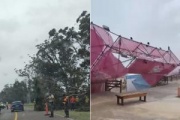 Fuerte viento en Monte Hermoso: Se cayó una estructura del “Parador ReCreo”