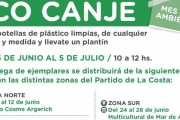 Mes del Ambiente: comienza el canje de envases plásticos por plantines en San Clemente del Tuyú