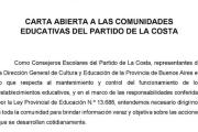 El Consejo Escolar de La Costa difundió una carta abierta para informar sobre las acciones que fortalecen las escuelas públicas