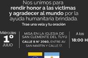 La comunidad venezolana se reúne en San Clemente del Tuyú para orar por las víctimas de los terremotos