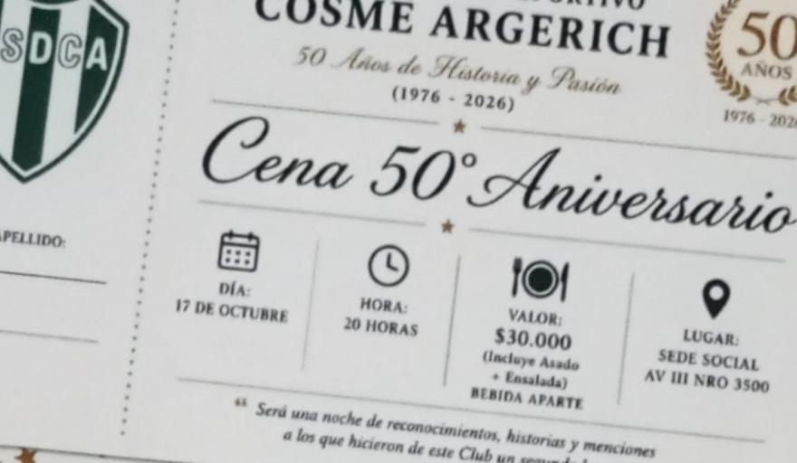 Cosme Argerich prepara una gran cena para celebrar sus 50 años de historia